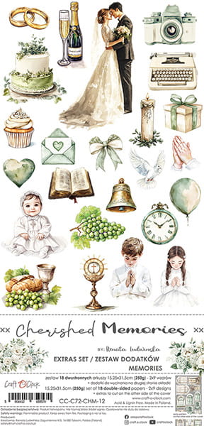 Craft O`Clock Cherished Memories Sett med 18 stk Klippeark