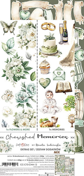 Craft O`Clock Cherished Memories Sett med 18 stk Klippeark
