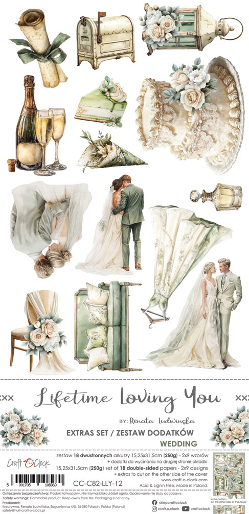 Craft O`Clock Lifetime Loving you Mix Sett med 18 stk Klippeark