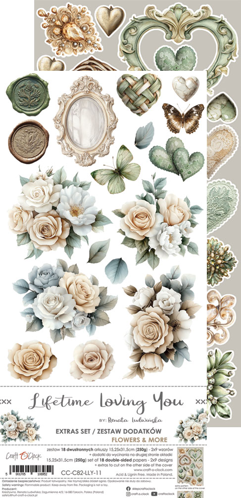 Craft O`Clock Lifetime Loving you Mix Sett med 18 stk Klippeark