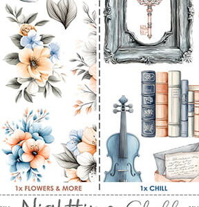 Craft O`Clock Nighttime Chill  Mix Sett med 18 stk Klippeark - Bilde 1