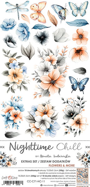 Craft O`Clock Nighttime Chill  Mix Sett med 18 stk Klippeark
