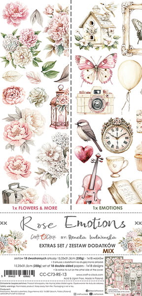 Craft O`Clock Rose Emotions Mix Sett med 18 stk Klippeark