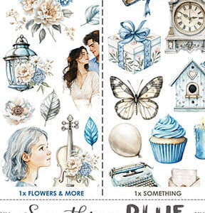 Craft O`Clock Somethings Blue Mix Sett med 18 stk Klippeark - Bilde 1