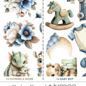 Craft O`Clock Baby Boy Universe Sett med 18 stk Klippeark - Bilde 1