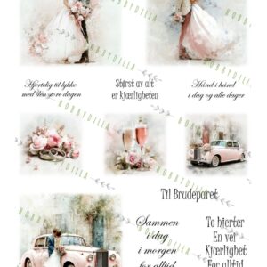 Motivark Mennesker 2045 M Rosa Bryllup med tekst