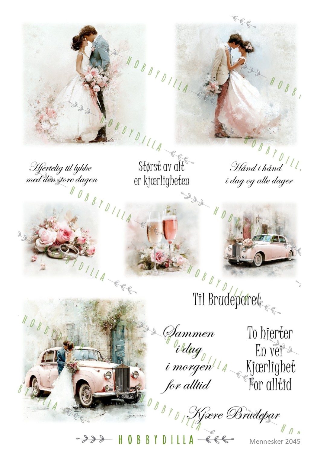 Motivark Mennesker 2045 M Rosa Bryllup med tekst - Bilde 1