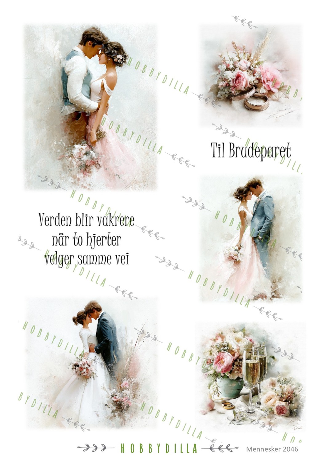 Rispapir Mennesker 2046 Rosa bryllup - Bilde 1