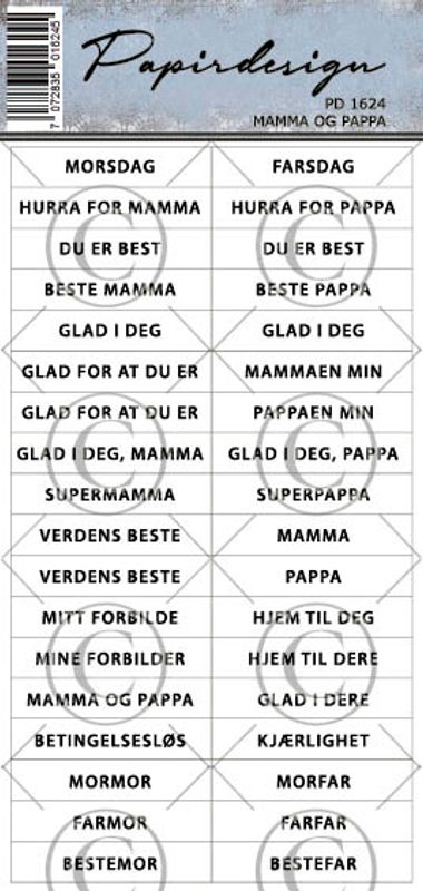 Papirdesign Klistremerker Mamma og Pappa