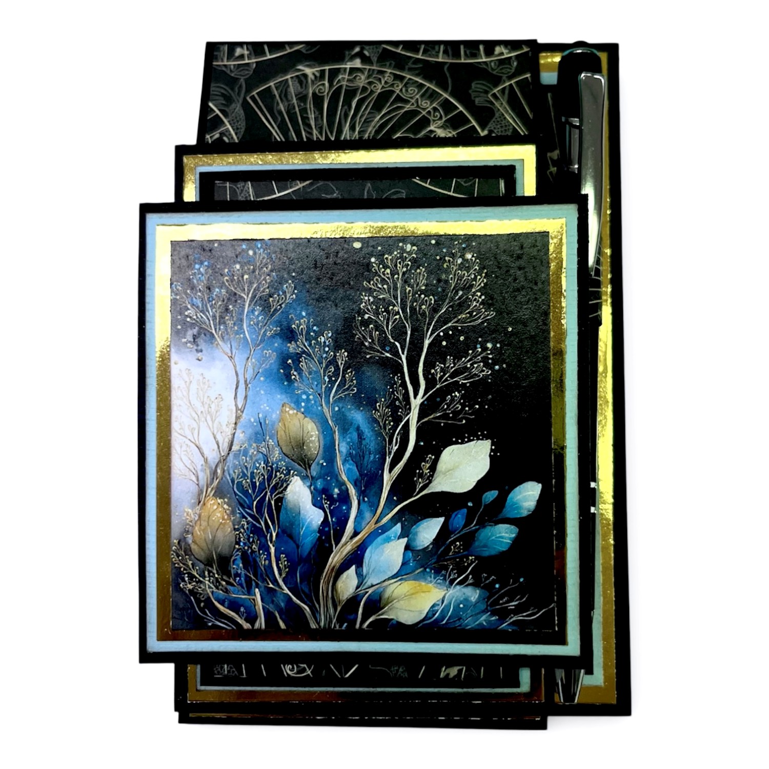 Kit 24 Stalfeli Notatblokk - Svart/Blå/Gull - Bilde 3