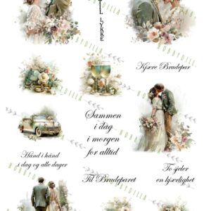 Motivark Mennesker 2047 M Bryllup Grønn med Tekst