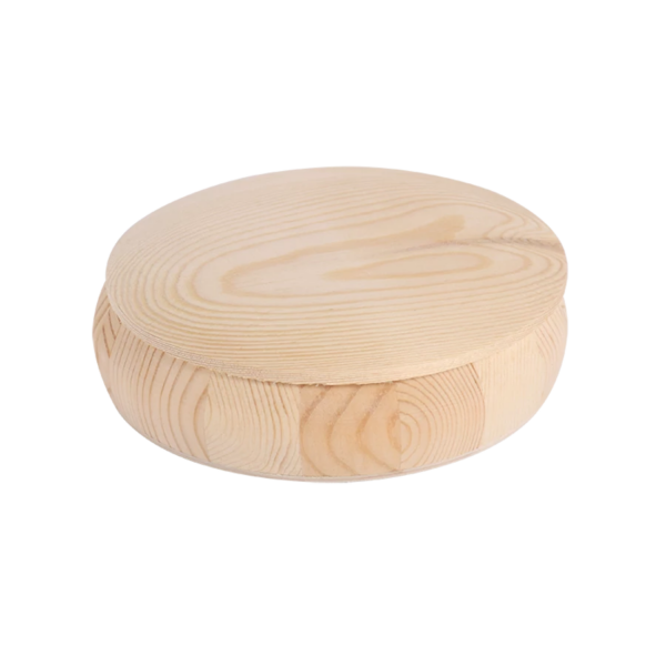 Rundt treskrin med lokk 13x13x4,5 cm