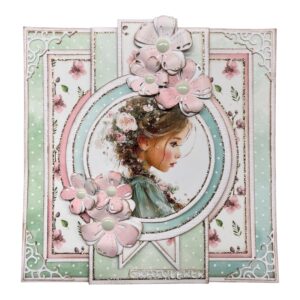 Kit 30 Kort med Smal klaff - Jenter med roser i håret - Bilde 1