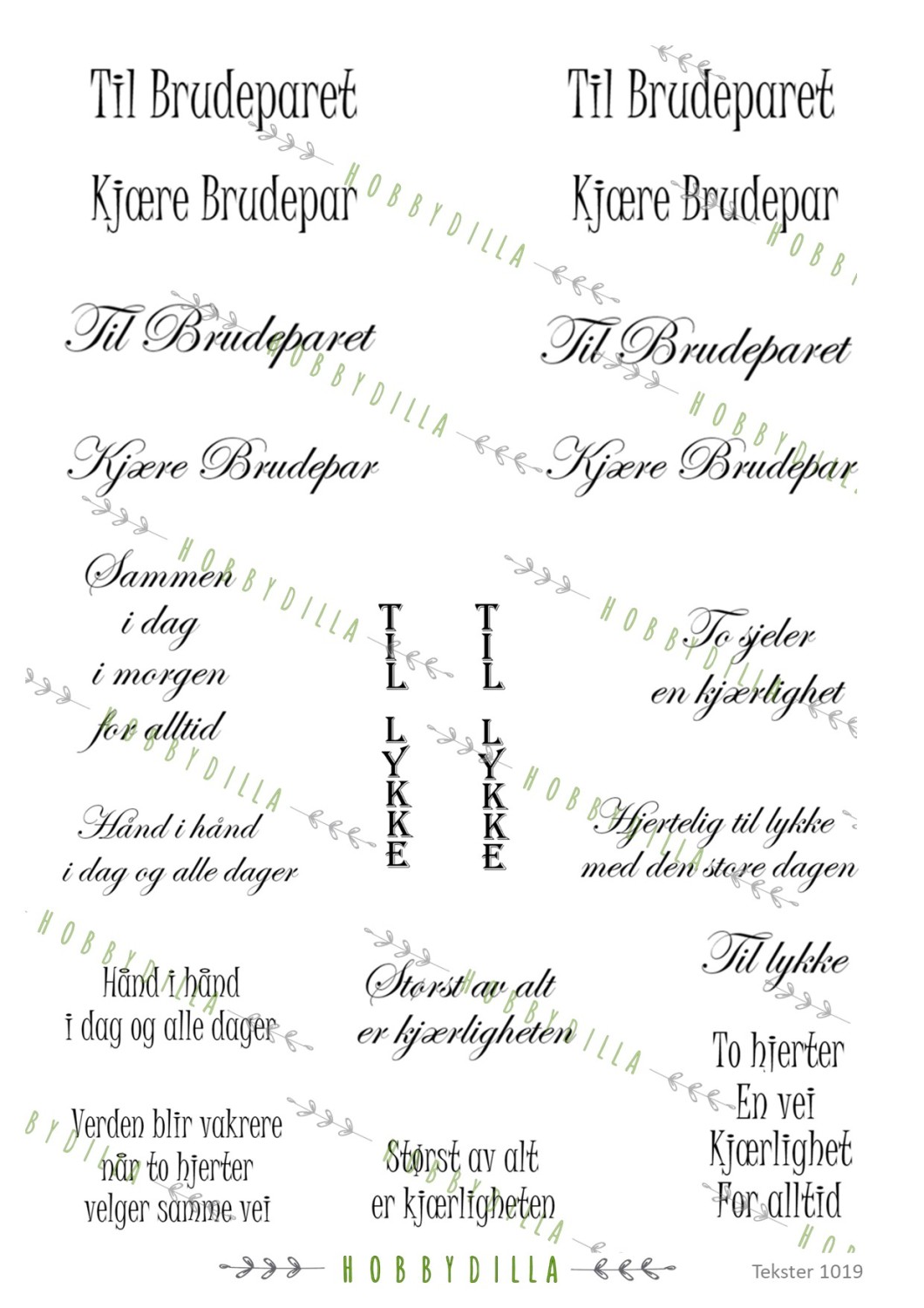 Rispapir Tekster 1019 Bryllup - Bilde 1