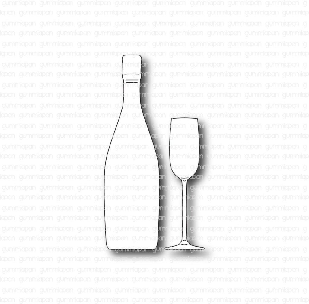 Gummiapan Dies Champagneflaska med Glass
