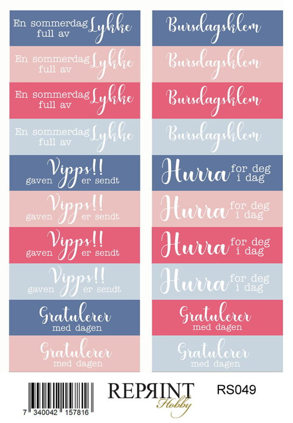 Reprint - Summer Garden - Tekst Klistremerker