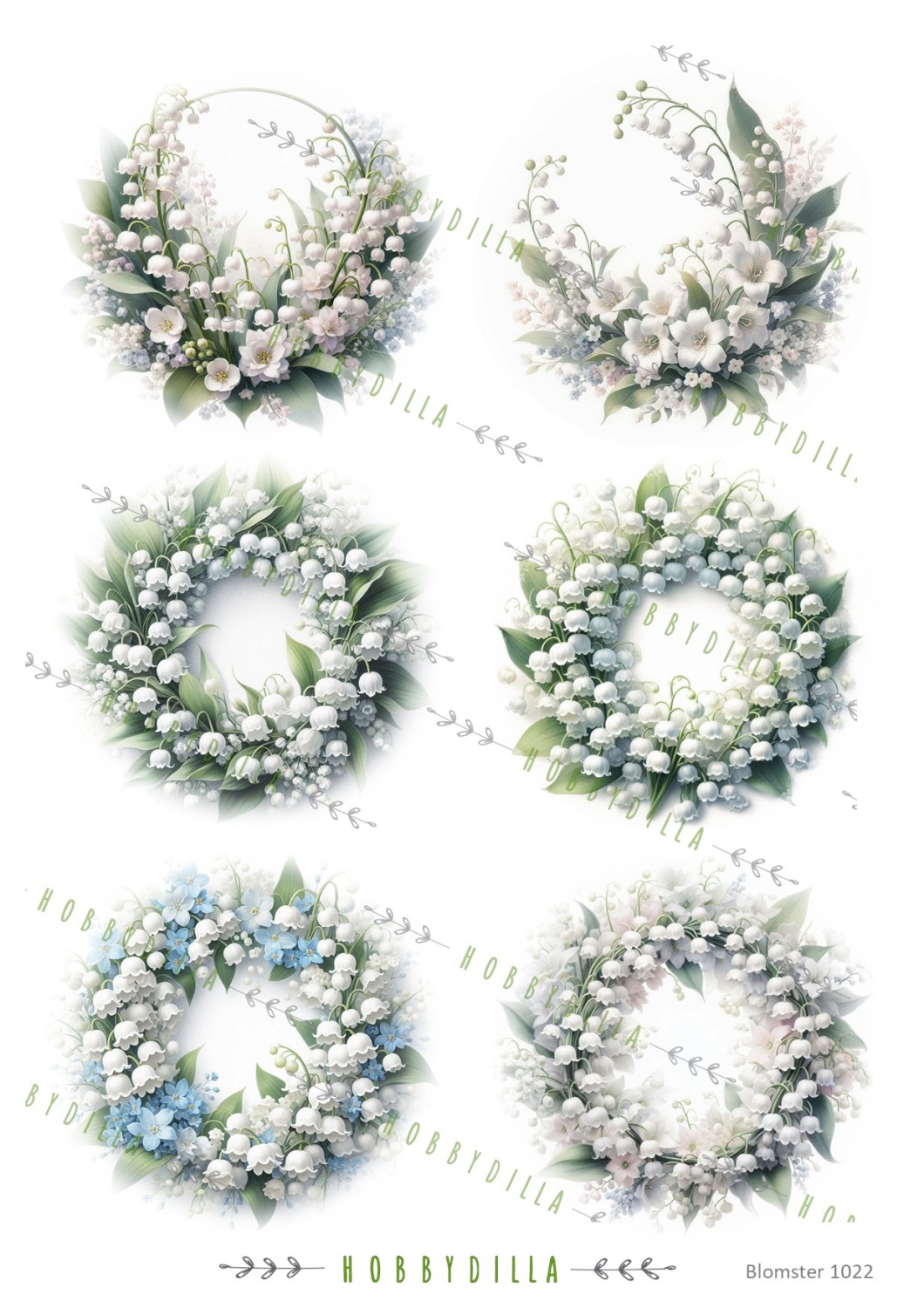 Motivark Blomster 1022 M Liljekonvall Krans - Bilde 1