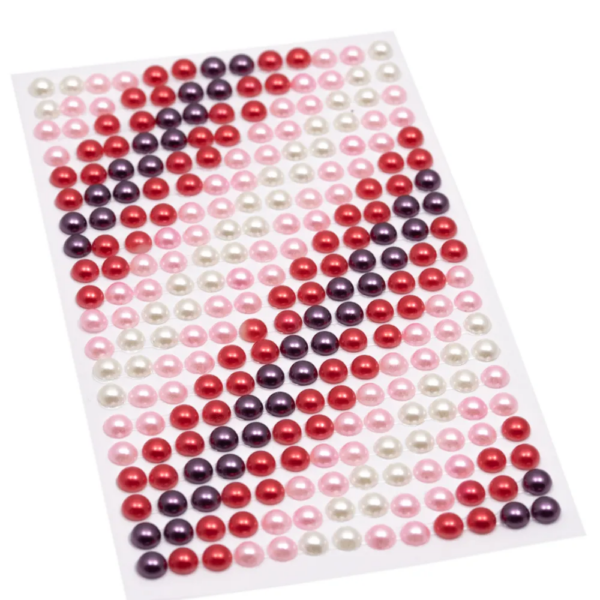 Halvperler 6mm Rød/rosa/lilla/hvit 4132