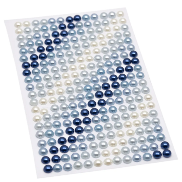 Halvperler 6mm Mørkblå/blå/lysblå/hvit 4149