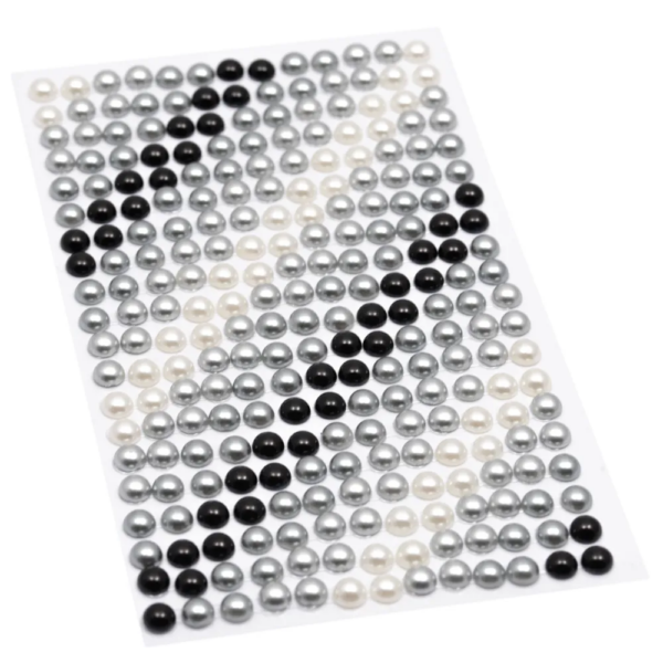 Halvperler 6mm Sort/grå/lysgrå/hvit 4156