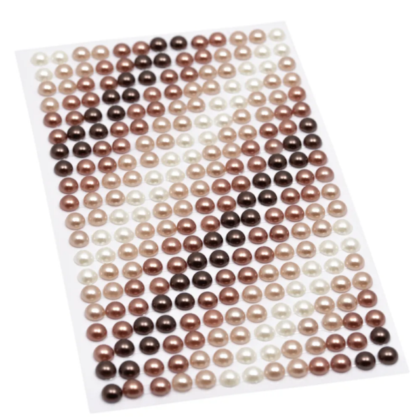 Halvperler 6mm Mørkbrun/brun/beige/hvit 4163