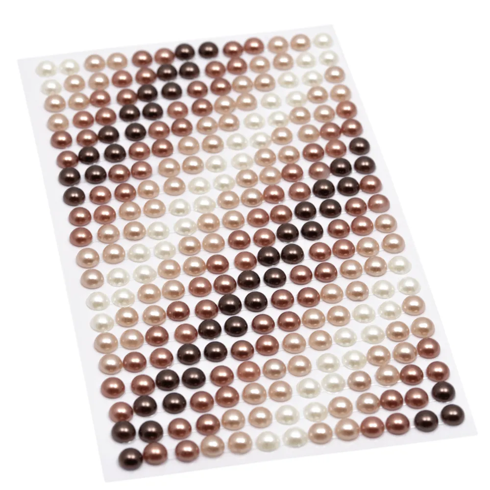 Halvperler 6mm Mørkbrun/brun/beige/hvit 4163 - Bilde 1