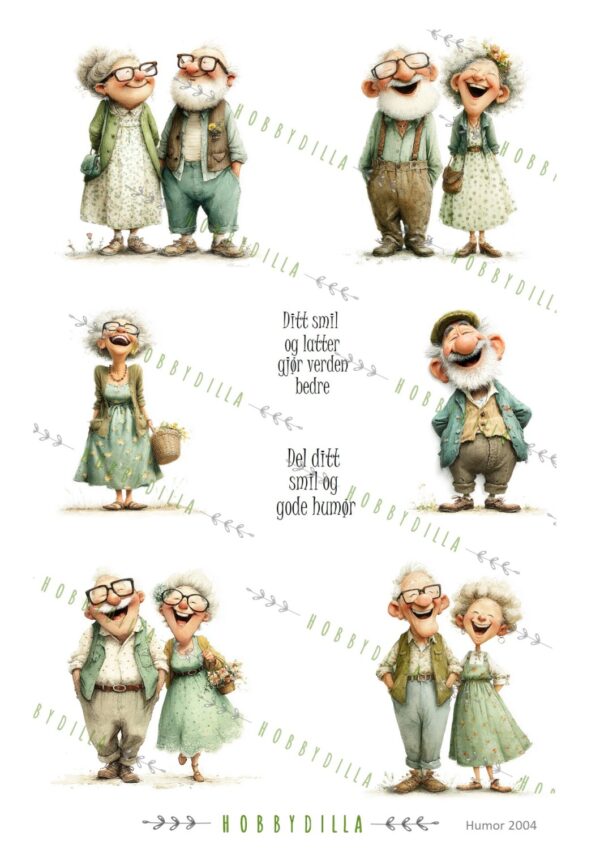 Motivark Humor 2004 M Gammel og Glad med tekst