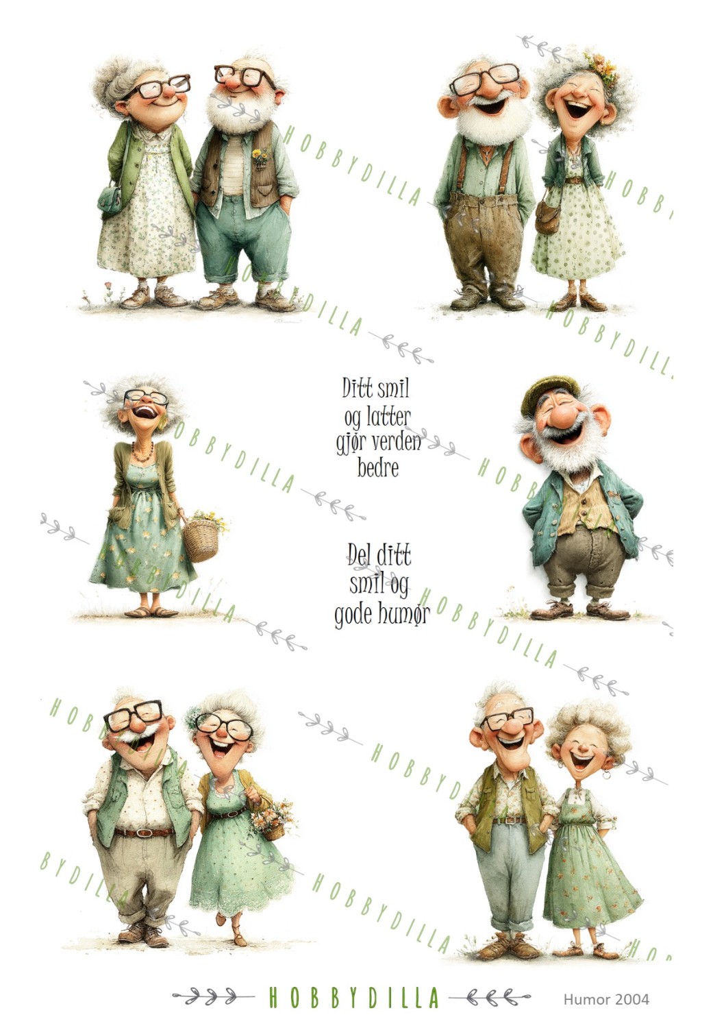 Motivark Humor 2004 M Gammel og Glad med tekst - Bilde 1