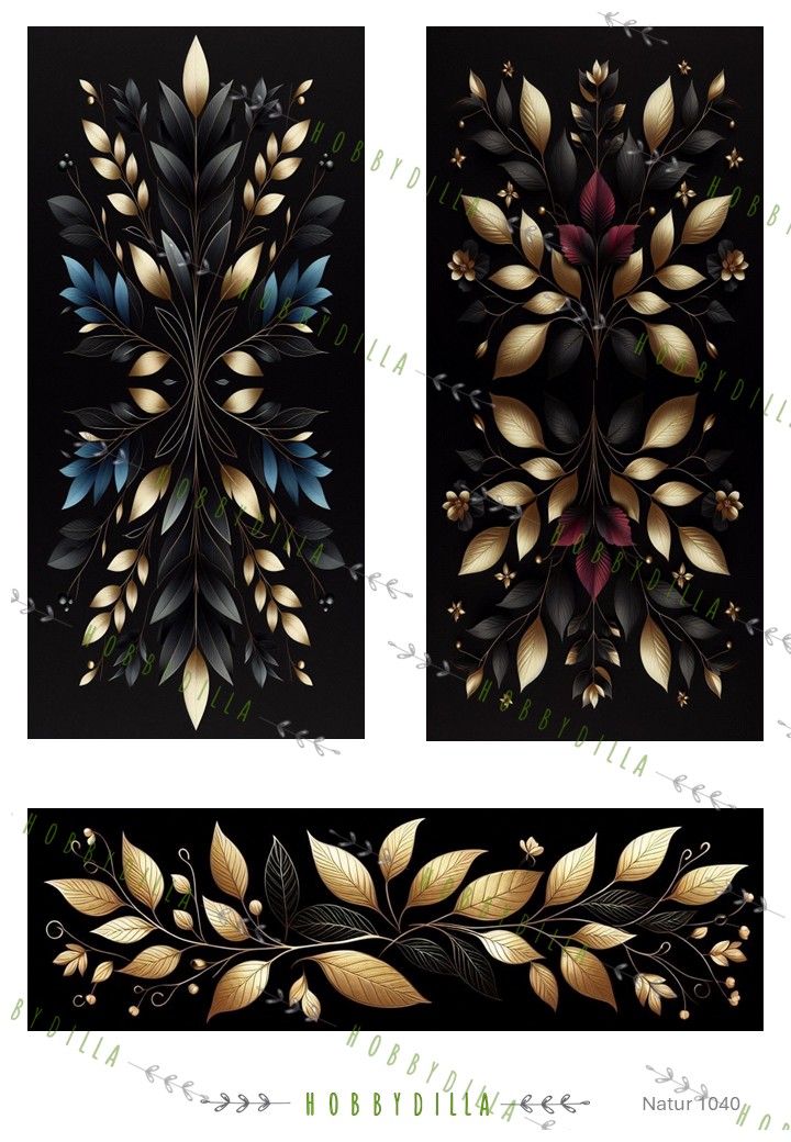 Motivark Natur 1040 M Store border Svart Gull - Bilde 1