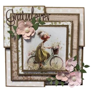 Kit 33 Kort med brettet hjørne - Dame på sykkel - Bilde 1