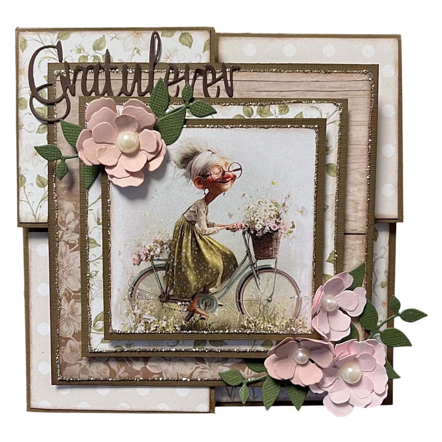 Kit 33 Kort med brettet hjørne - Dame på sykkel - Bilde 1