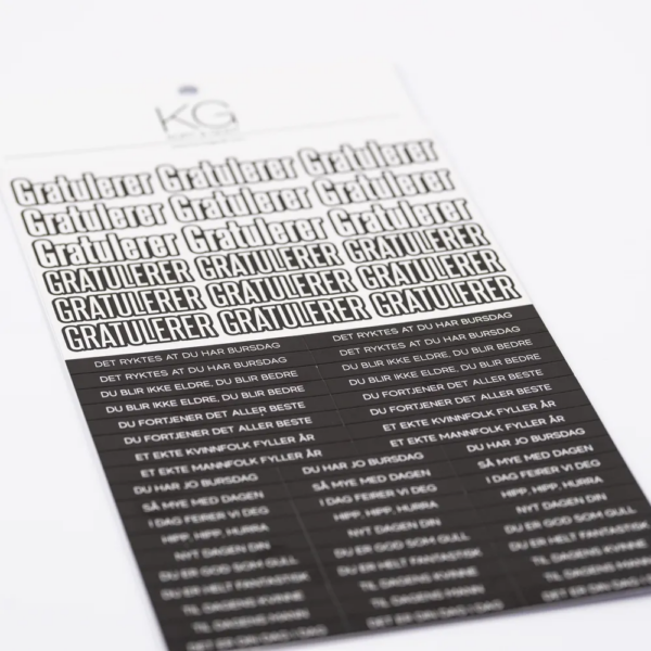 Stickers Gratulerer Sort 2046
