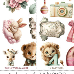 Craft O`Clock Baby Girl Universe - Mix Sett med 18 stk Klippeark - Bilde 1