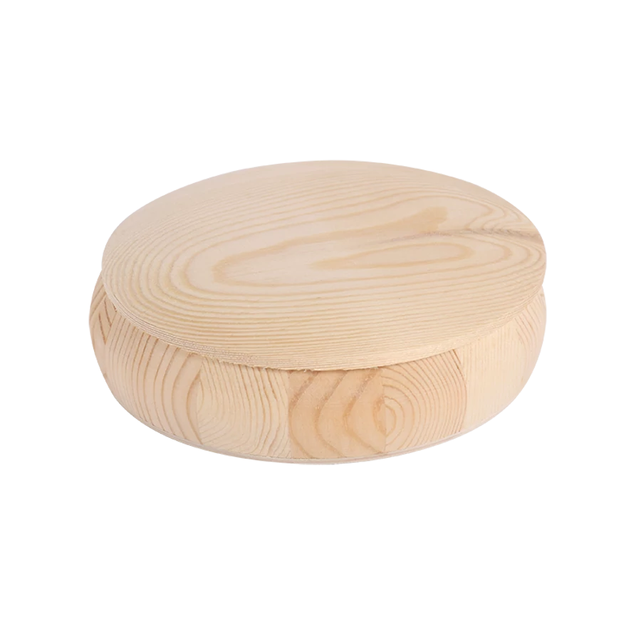 Rundt treskrin med lokk 13x13x4,5 cm - Bilde 1