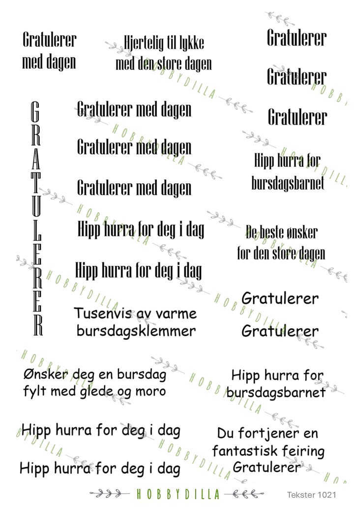 Motivark Tekster 1021 M Gratulerer - Bilde 1