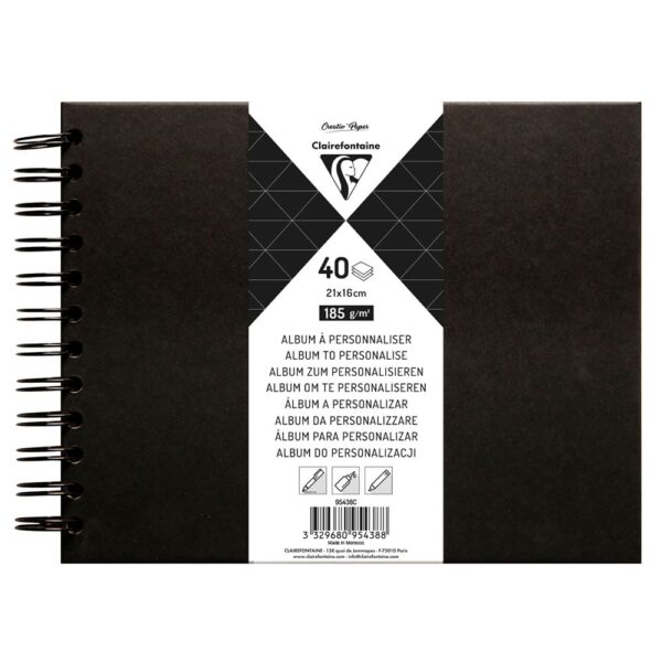 Clairefontaine Album Sort – 185g 40ark – 21x16cm