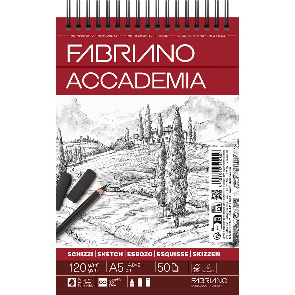 Fabriano Accademia Sketch Skisseblokk Spiral 120g A5 – 50ark - Bilde 1