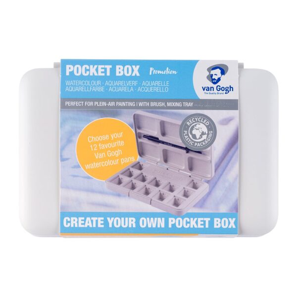 Van Gogh Akvarellskrin Pocketbox tomt – Hvit inkl. pensel
