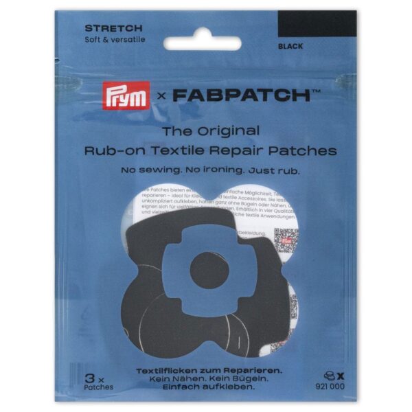 Prym x FabPatch Reparasjonslapp STRETCH – Sort – 3stk