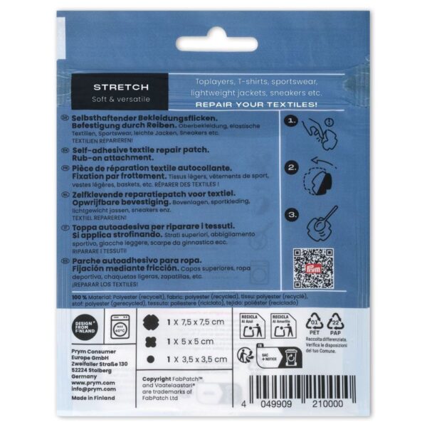 Prym x FabPatch Reparasjonslapp STRETCH – Sort – 3stk