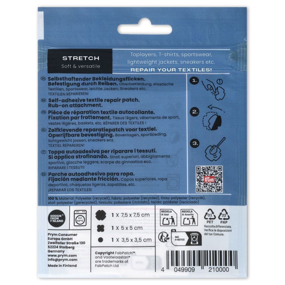 Prym x FabPatch Reparasjonslapp STRETCH – Sort – 3stk - Bilde 2