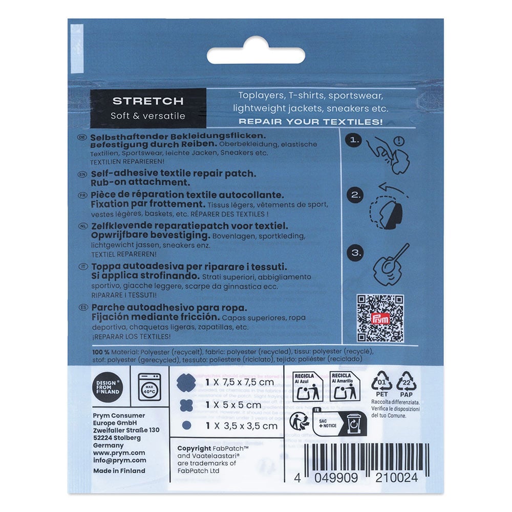 Prym  FabPatch Reparasjonslapp STRETCH – Marine – 3stk - Bilde 2