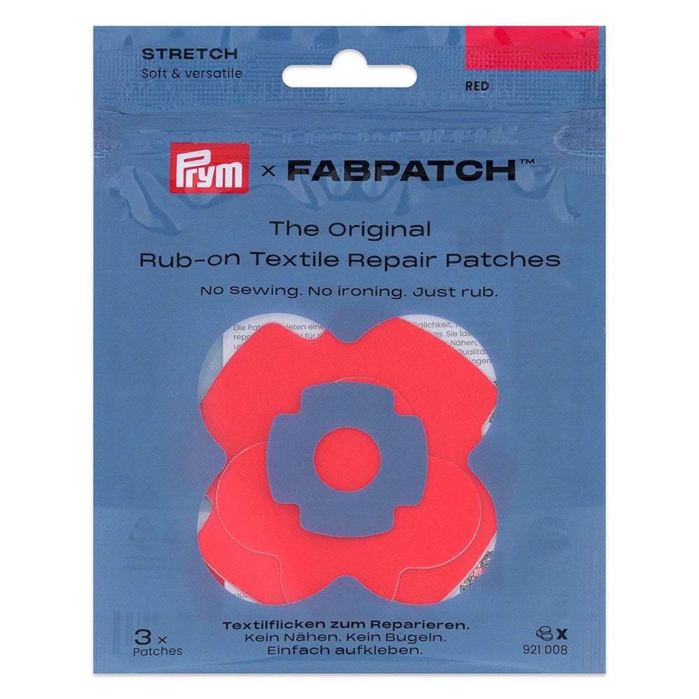 Prym x FabPatch Reparasjonslapp STRETCH – Rød – 3stk - Bilde 1