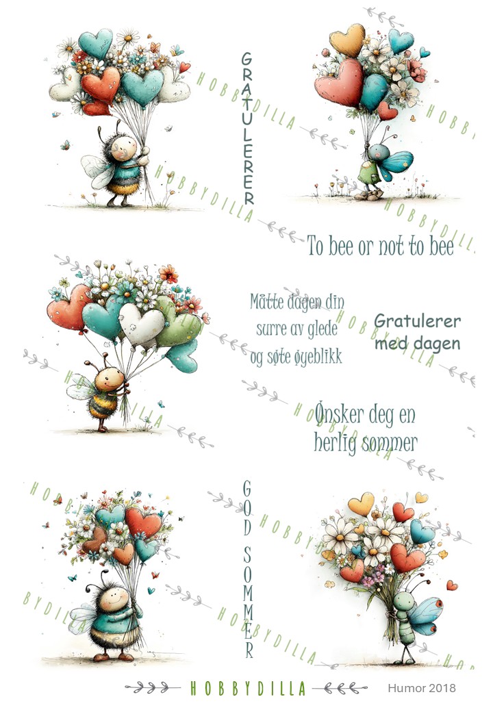 Motivark Humor 2018 M Bie med stor bukett - Bilde 1