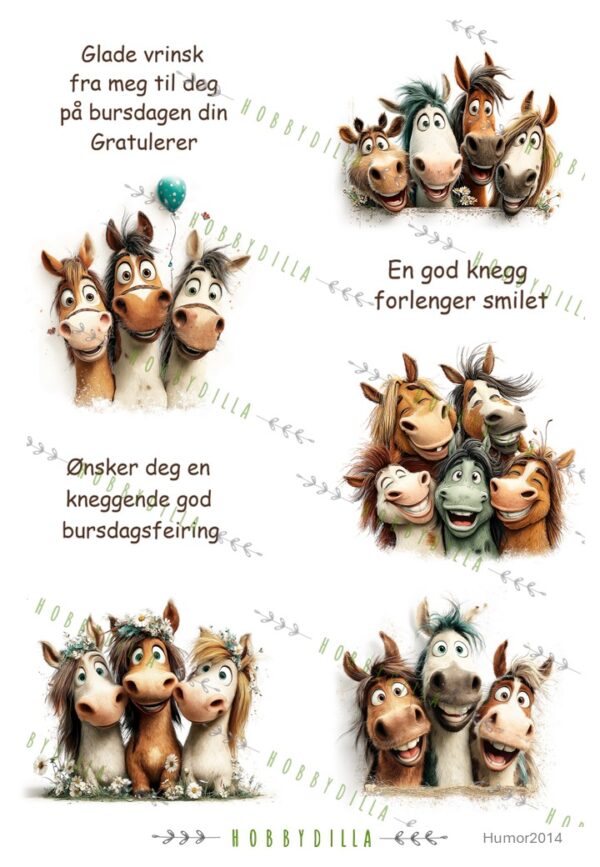 Motivark Humor 2014 M Hest på Fest