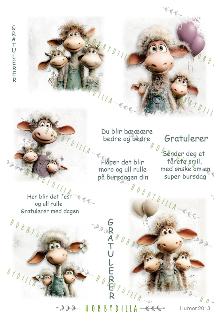 Motivark Humor 2013 M Sauer med tekst - Bilde 1