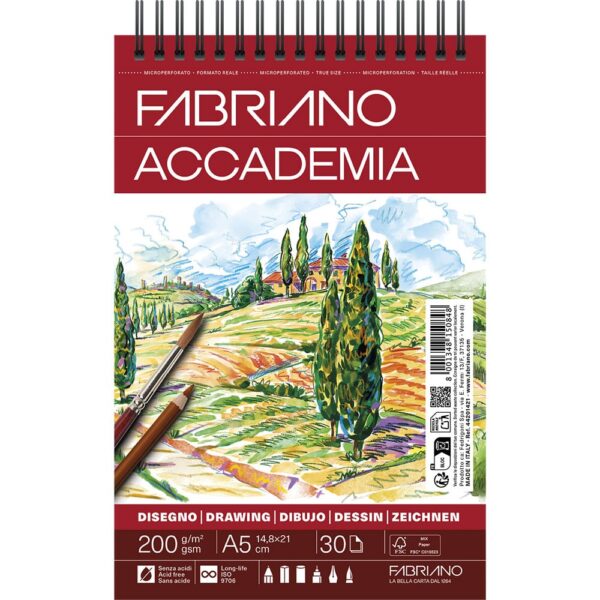 Fabriano Accademi Drawing Spiral 200g A5