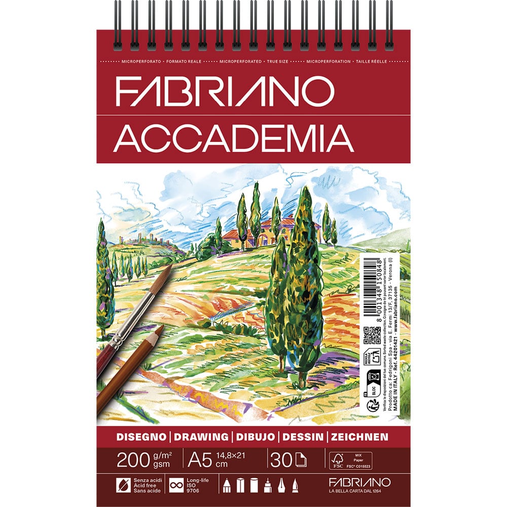 Fabriano Accademi Drawing Spiral 200g A5 - Bilde 1