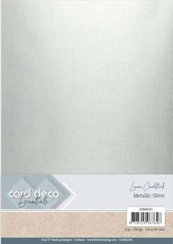 Metallic linen karton A4 Silver
