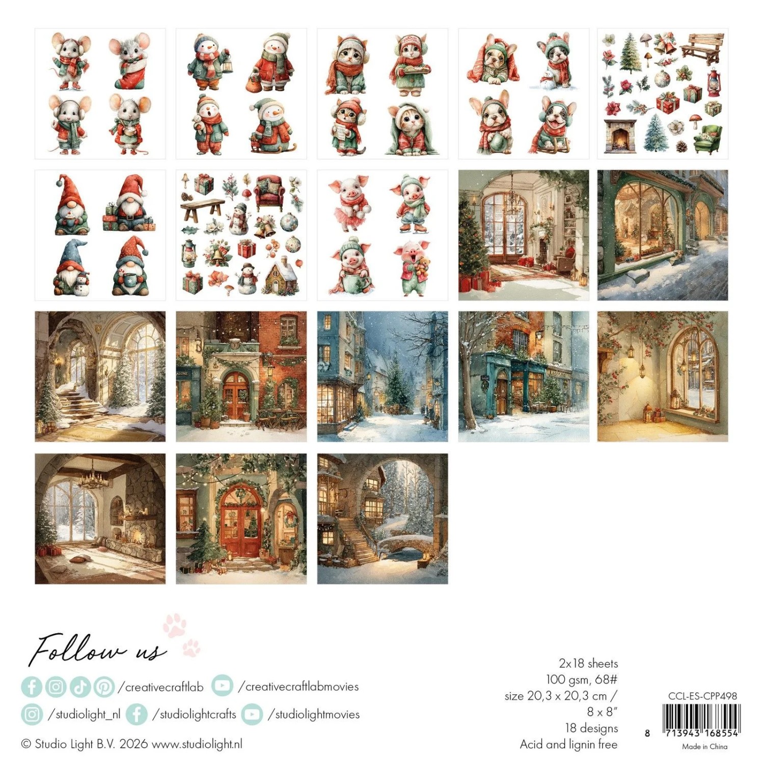 Creative Craftlab - Essentials Collage Paper pad classic christmas - Bilde 2